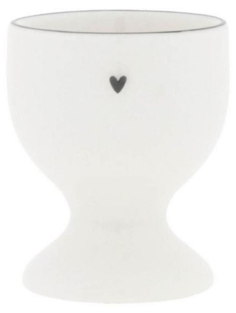 Eierbecher Heart weiß mit schwarzem Herz H. 6cm D. 5cm Produktbild 