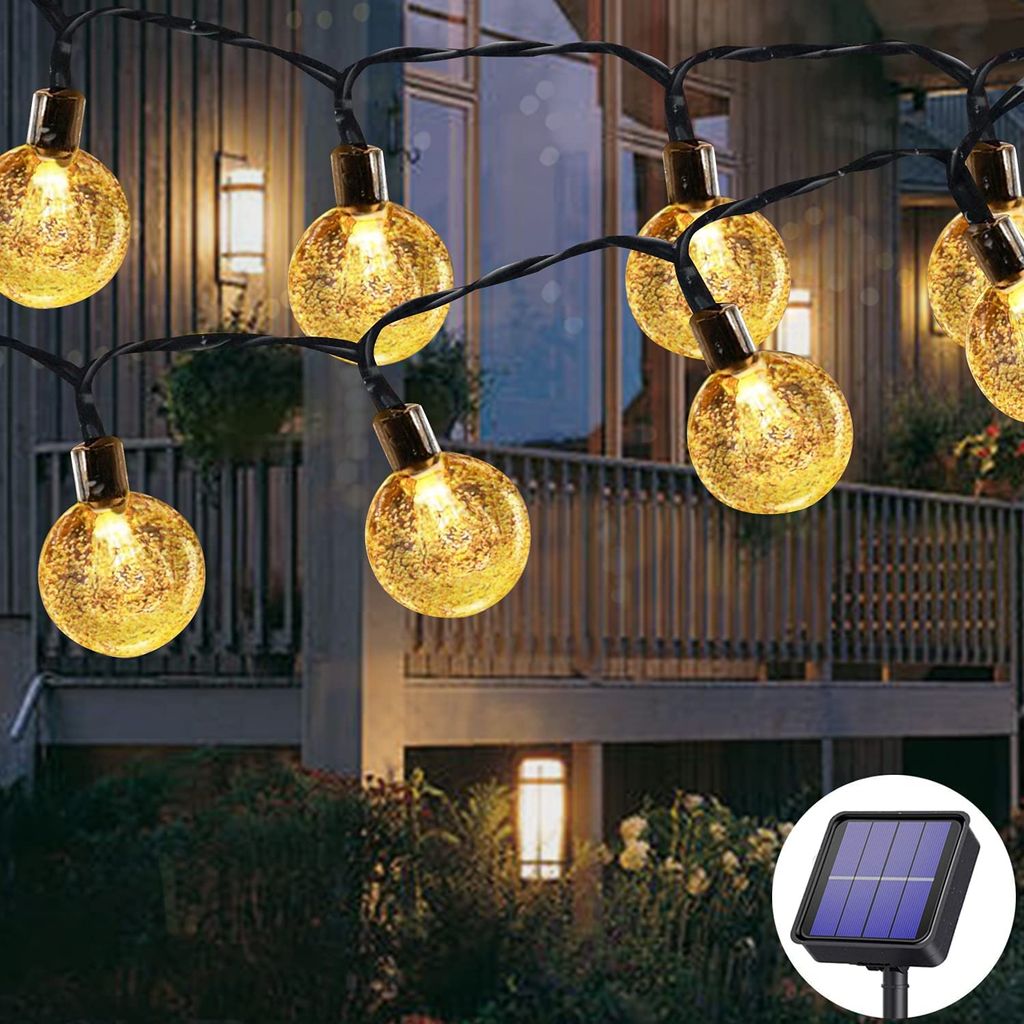 50 LED Solarbeleuchtung Kristall Garten Lichterkette Wasserdicht für Party Deko 