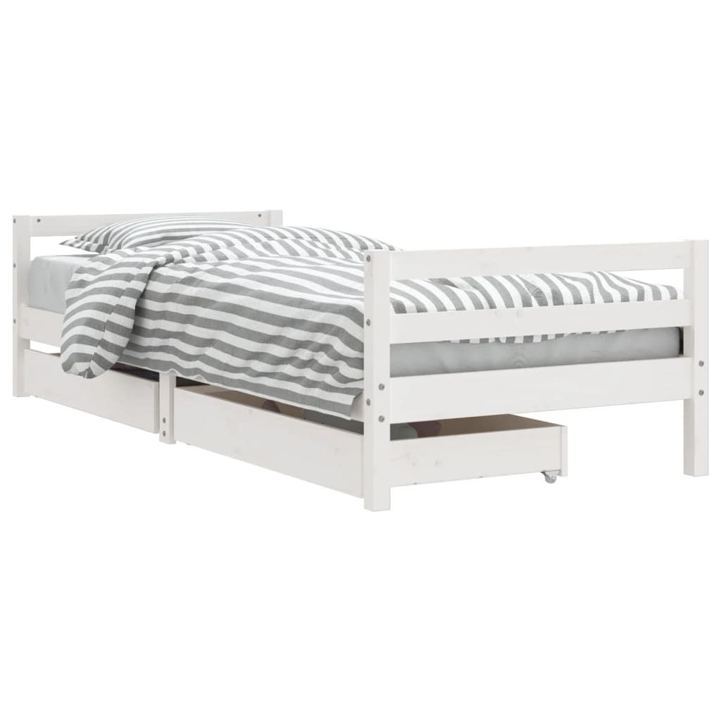vidaXL Lit d'enfant avec tiroirs blanc 90x190 cm pin massif Image du produit 