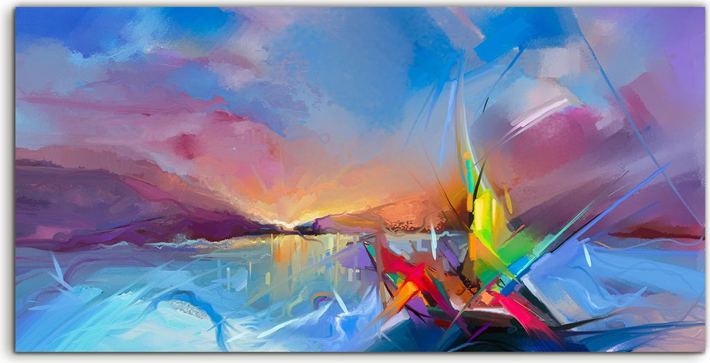 Coloray Spritzschutz aus Glas 140x70 Wandkunst Küchenrückwand Deko Aquarell farbenfrohes Pastell