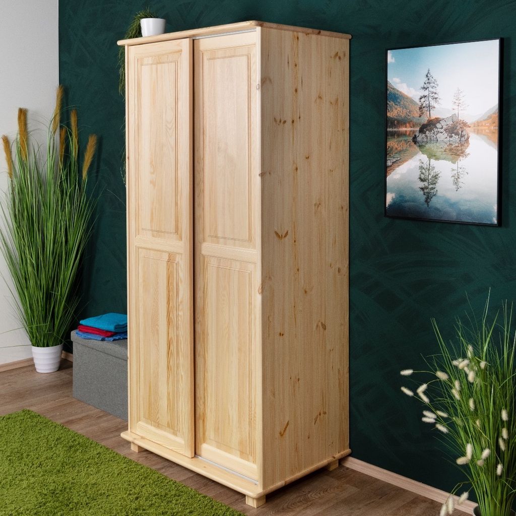 Kleiderschrank Massivholz natur 014 - Abmessung 190 x 90 x Produktbild 