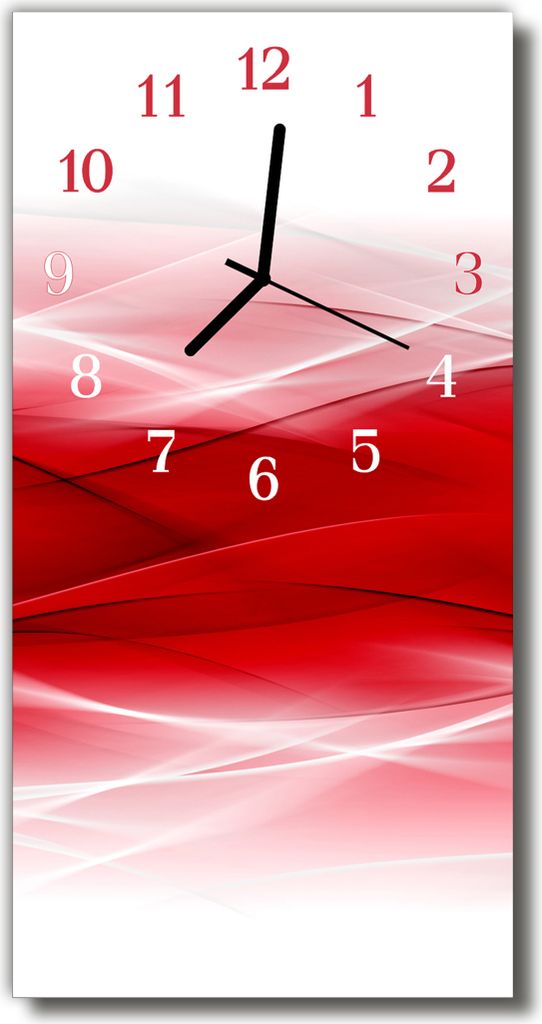 Tulup Glasuhr Wanduhr Küchenuhr Echt-Glas 30x60 Abstrakt Rot