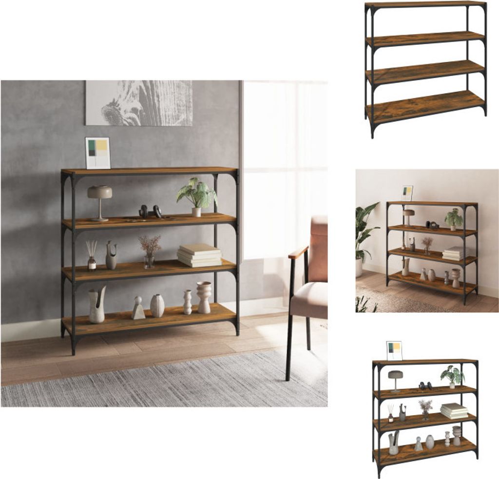vidaXL Bücherregal Räuchereiche 100x33x100 cm Holzwerkstoff und Stahl - Bücherregale & Bücherschränke