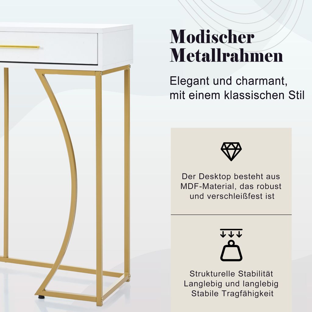 MODFU Konsolentisch Flurtisch mit 2 Schublade, Produktbild 6