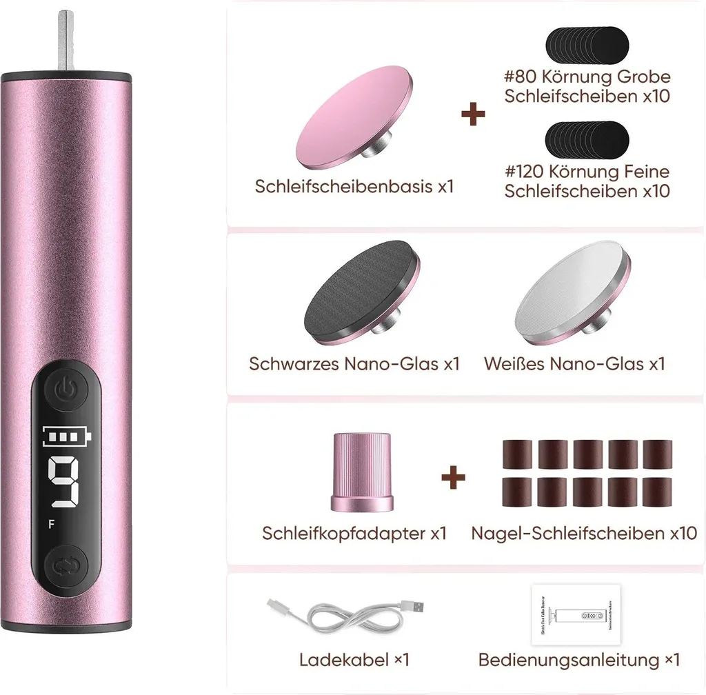 Éliminez la corne des pieds avec cet appareil rose rechargeable USB