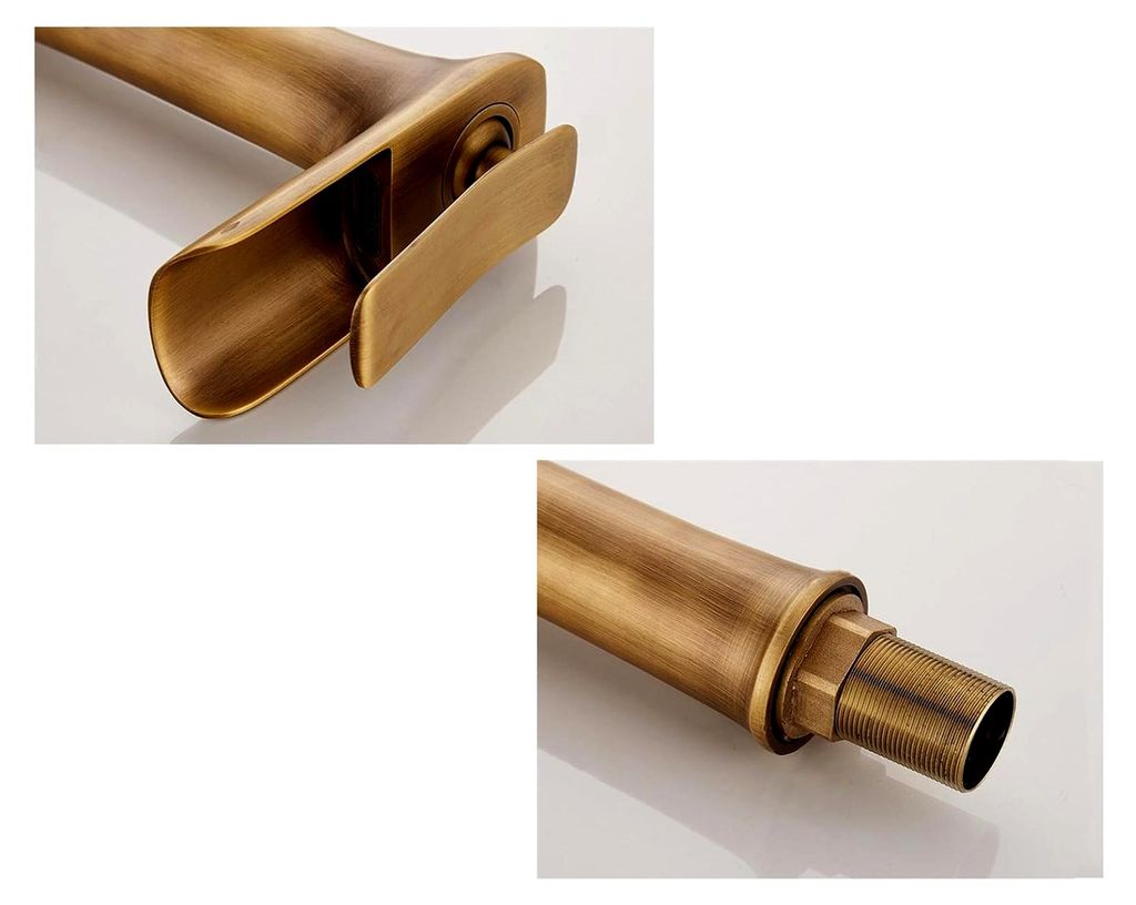 Wasserfall-Waschtischarmaturen, Hohe Antike Einhebel-Retro-Badezimmerarmatur für Heiß- und Kaltwasser