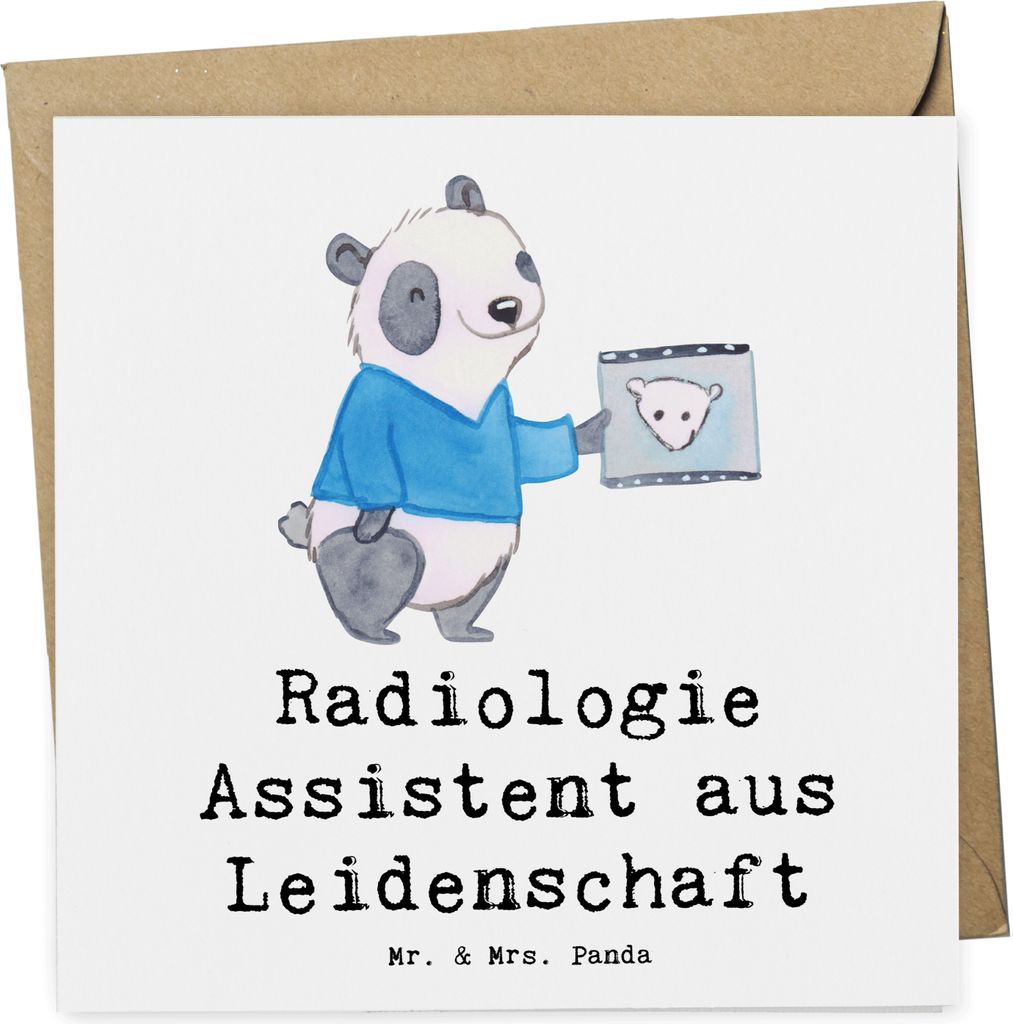 Mr. & Mrs. Panda Grußkarte Radiologie Assistent Leidenschaft - Weiß - Geschenk, faltkarte, doppelkarte, anlasskarte, Glückwunschkarte, Klappkarte