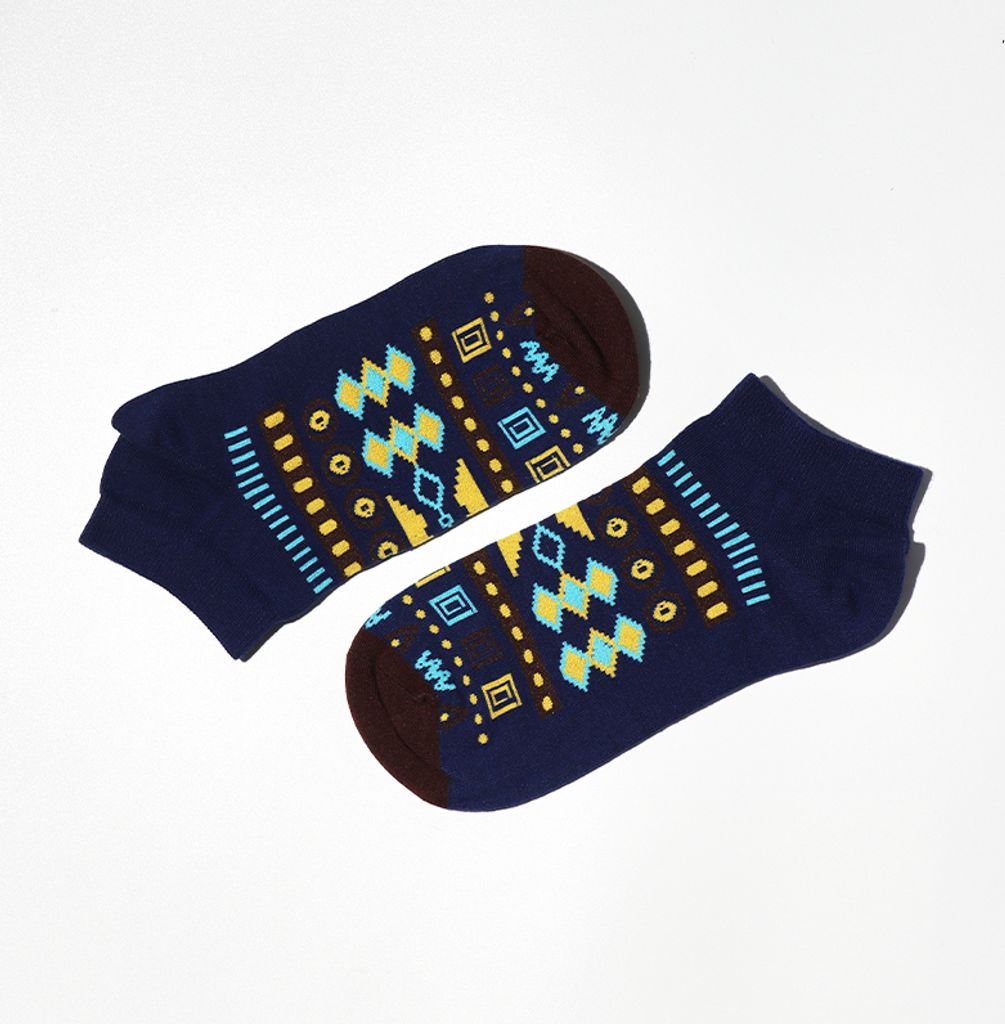 MEGAGROUP Quarter Kurzsocken 4 Paar dunkelblau Chinesischer Stil Gr. 40-44