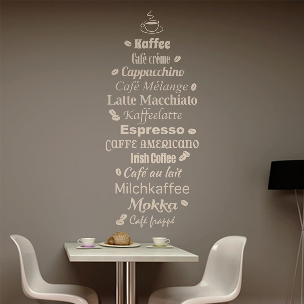 Wandtattoo Kaffee Nr. 3 Wandtattoo in 6 Größen - Wandaufkleber Wall Sticker - Dekoration, Küche, Wohnzimmer, Schlafzimmer, Badezimmer