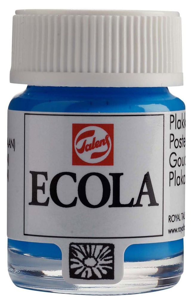 Bruynzeel Ecola Gouachefarbe, Flasche 16 ml, Hellblau 501