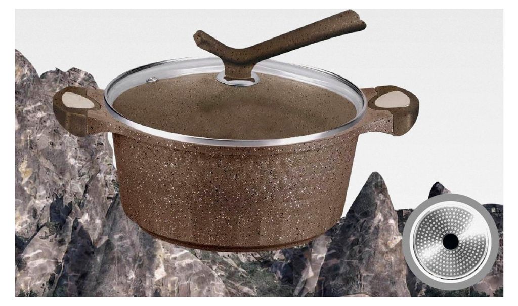 HQ Premium Kochtopf mit Marmor-Beschichtung, 11 Liter, 32 cm Durchmesser, Marmor Design