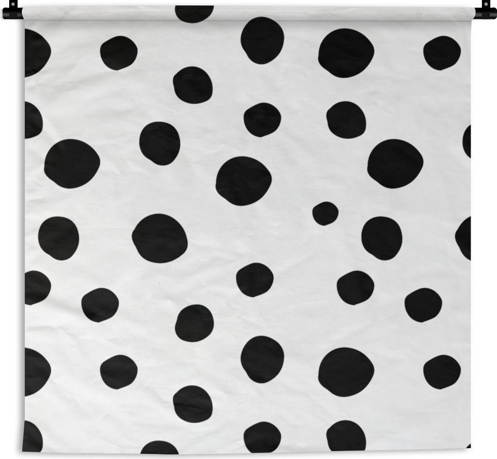 MuchoWow Wandteppich Wandbehang Schwarz - Weiß - Design - Punkte - Muster 60x60 cm Tapisserie Dekoration Wandtuch - Dekorationen - Wand Decke