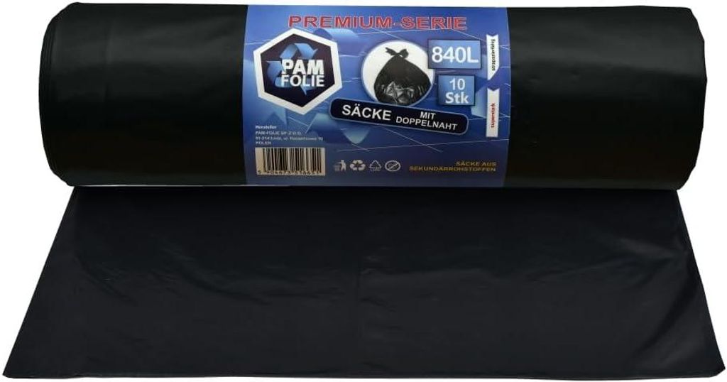 PAM-FOLIE Müllsäcke 840L - 10 Stück - XXL Große Produktbild 