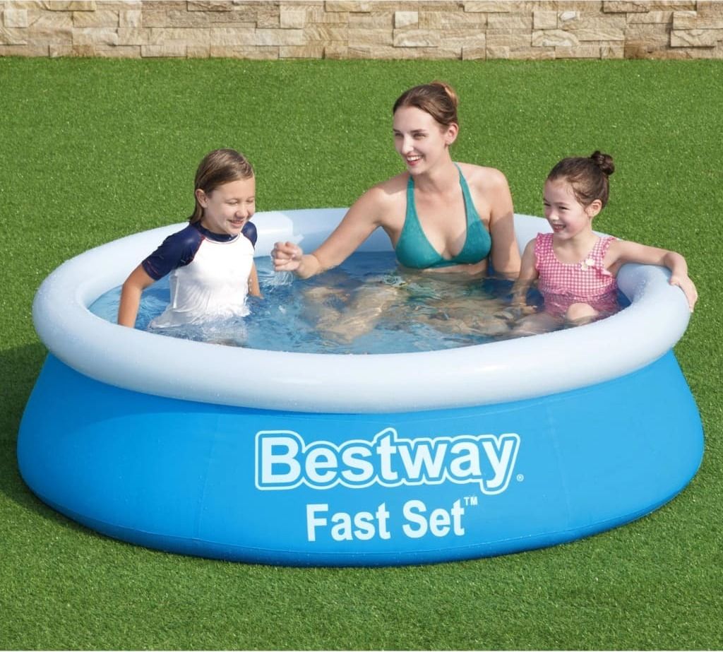 Möbel Bestway Fast Set Aufblasbarer Pool Rund 183x51 cm Blau - Poolzubehör 92844
