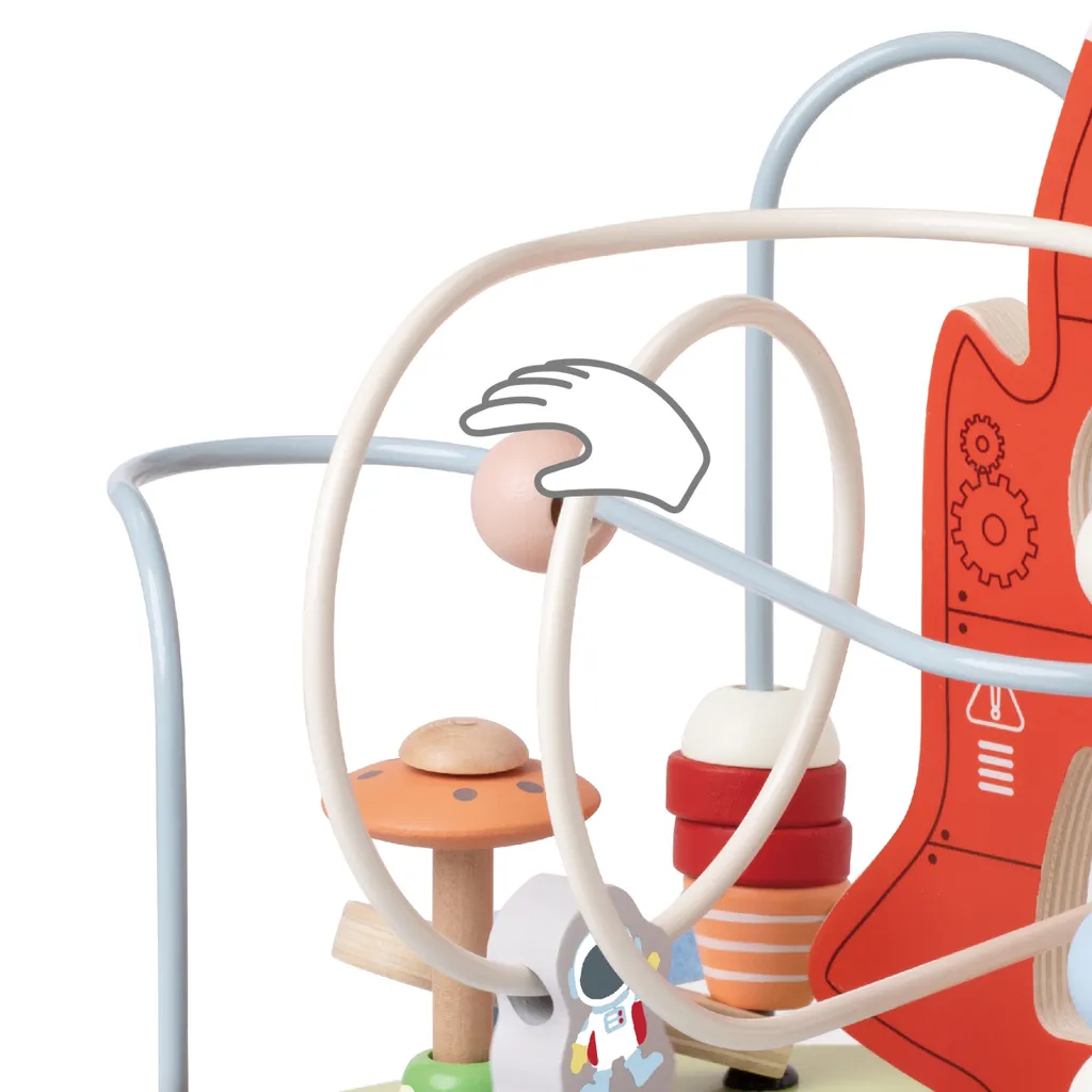 Jouet d'Éveil Labyrinthe à Perles en Bois Thème Espace pour Bébé 18m+ - 7
