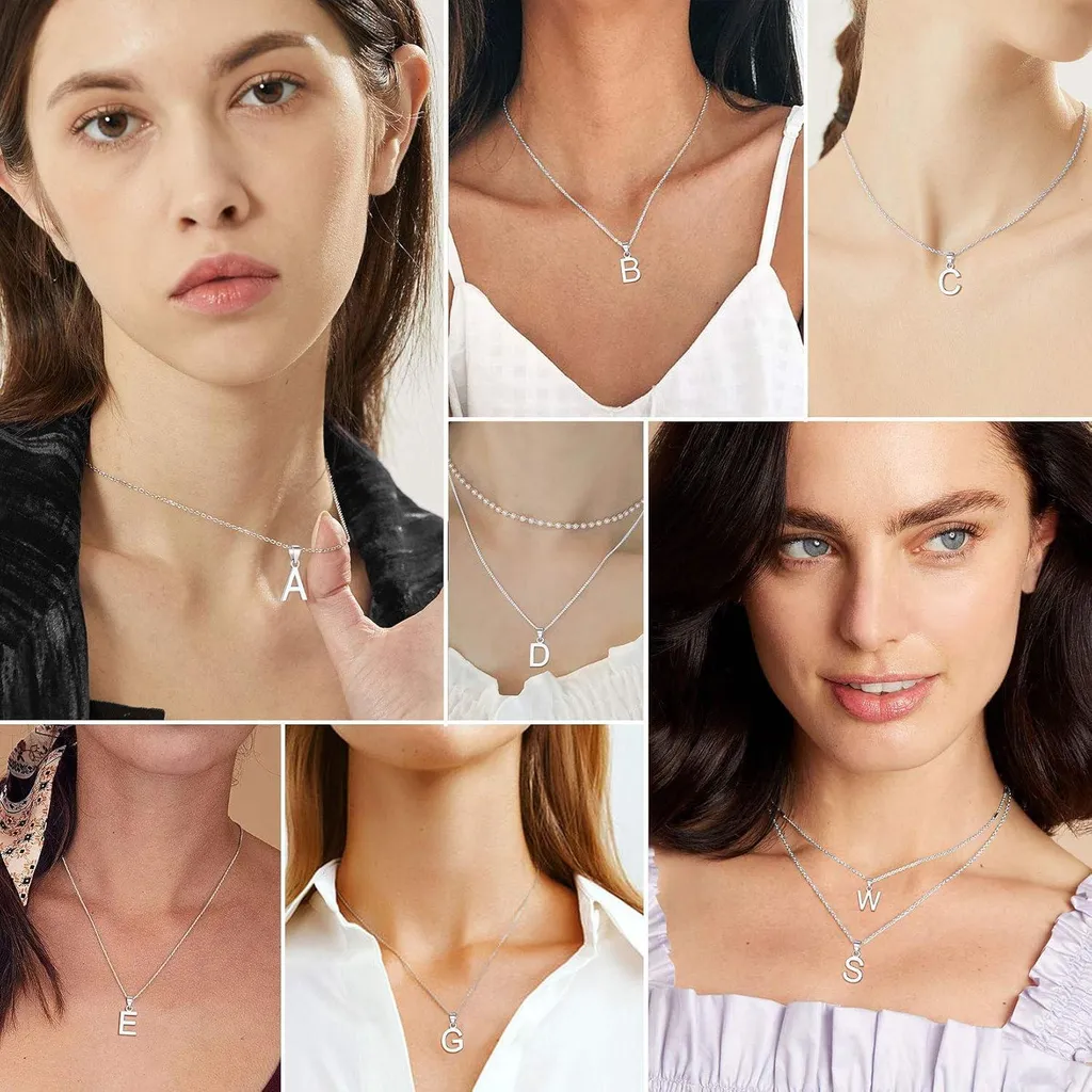 Collier argent 925 hypoallergénique avec initiale ne noircit pas - 2