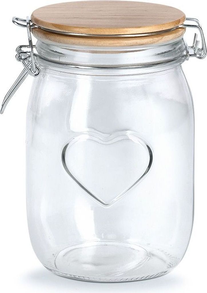 Vorratsglas mit Herzmotiv und Bügelverschluss, 1000 ml, Ø11 x 17 cm