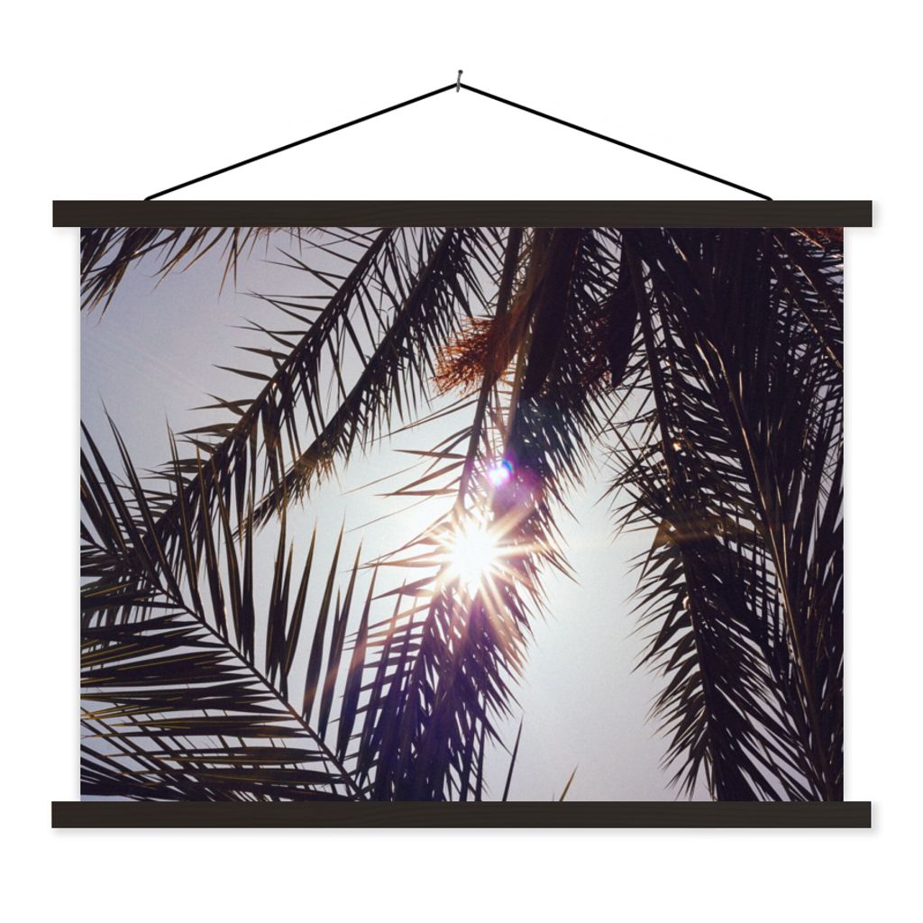 MuchoWow Textilposter Palmwedel - Sonne - Sommer 150x113 cm mit schwarzem Rahmen - Wohnzimmer