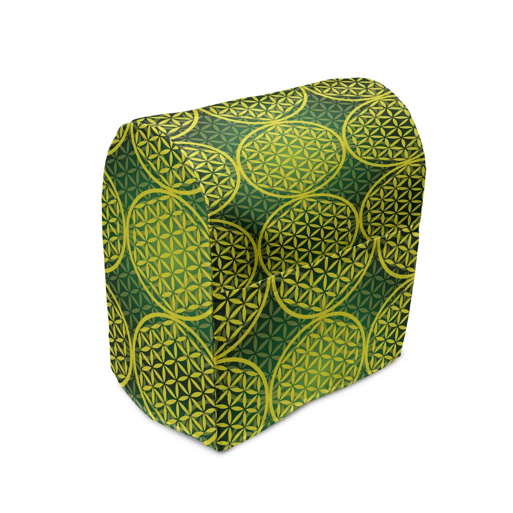 ABAKUHAUS Housse Mixeur Fleur de Vie Jaune et Vert - 36 x 39 x 24 cm