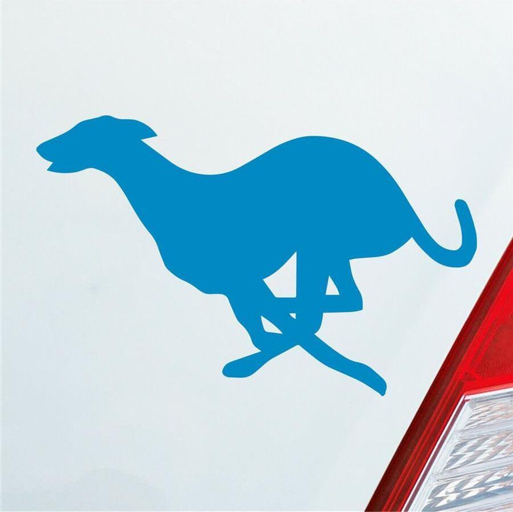 Auto Aufkleber Windhund Hund Dog Animal Tier 12x7,5 cm Hellblau Sticker Heckscheibenaufkleber