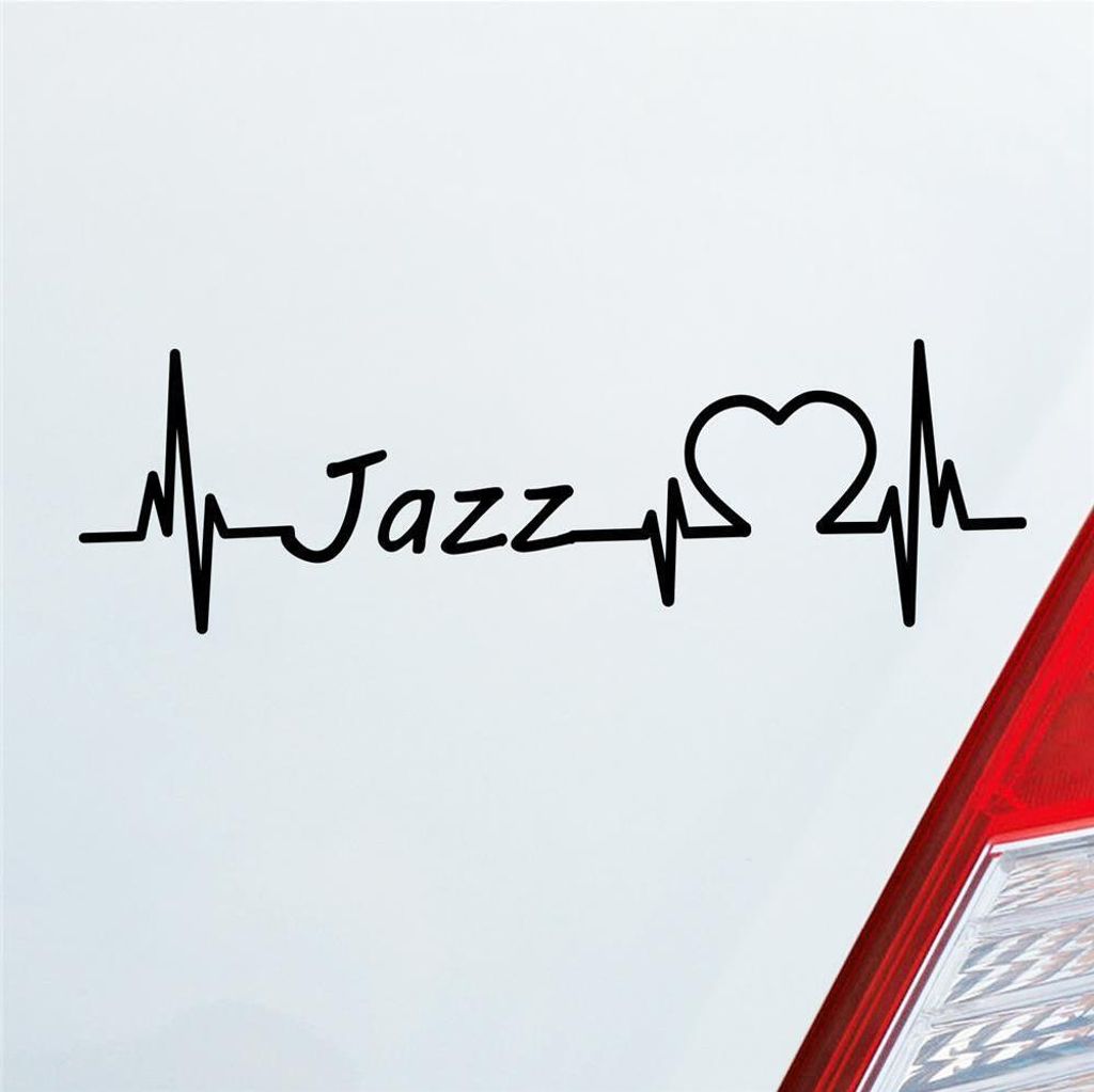 Auto Aufkleber Jazz Puls Herzschlag 19x6 cm Schwarz Glanz Sticker Heckscheibenaufkleber