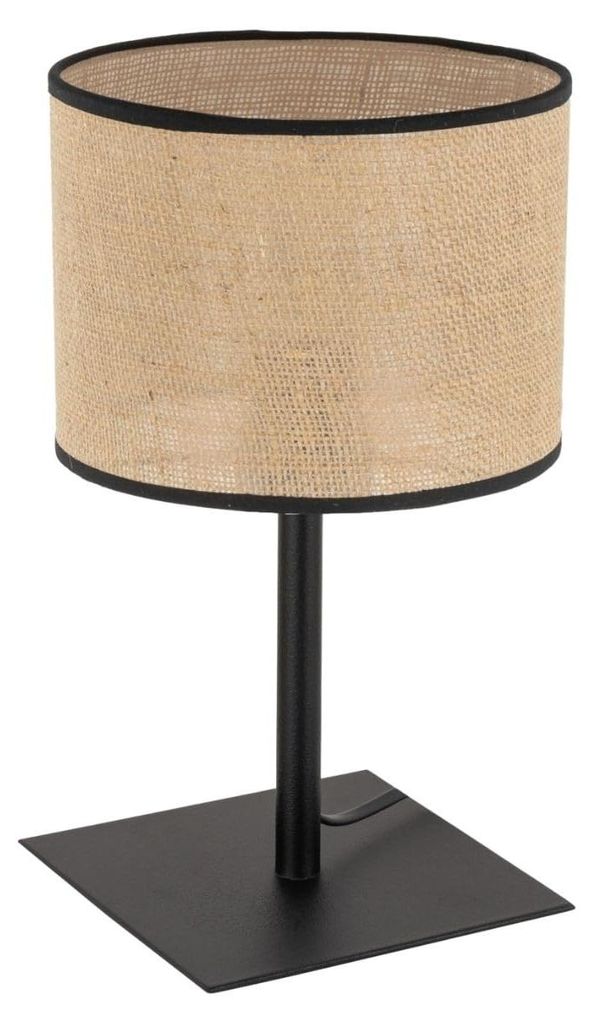 KAR-LIGHTING Tischlampe 1-flammig Schwarz/Beige aus Jute & Metall – Nachttisch- und Schreibtischleuchte für Innenräume, E27