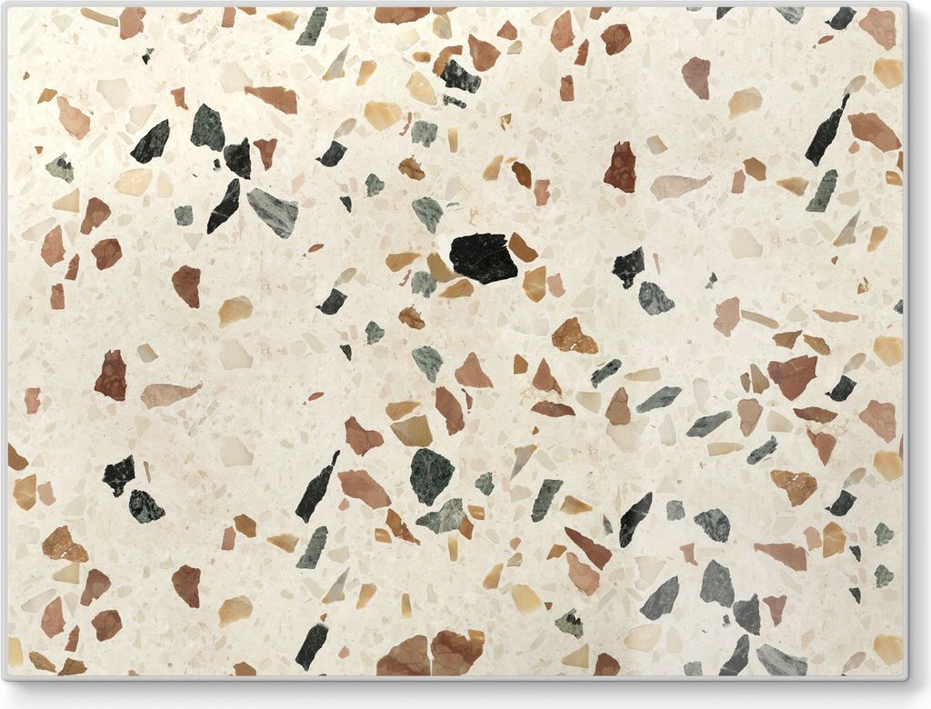 DEQORI Schneidebrett Glas 40x30 cm 'Bunter Terrazzo-Stil' Schneideplatte Servierplatte