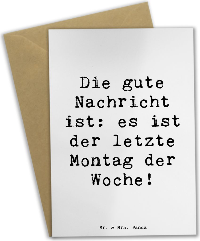 Mr. & Mrs. Panda Grußkarte Spruch Hoffnung Montag - Weiß - Geschenk, Woche, Dienstag, osterkarten, Motivation, kommunionskarte, Augenzwinkern, Mu...