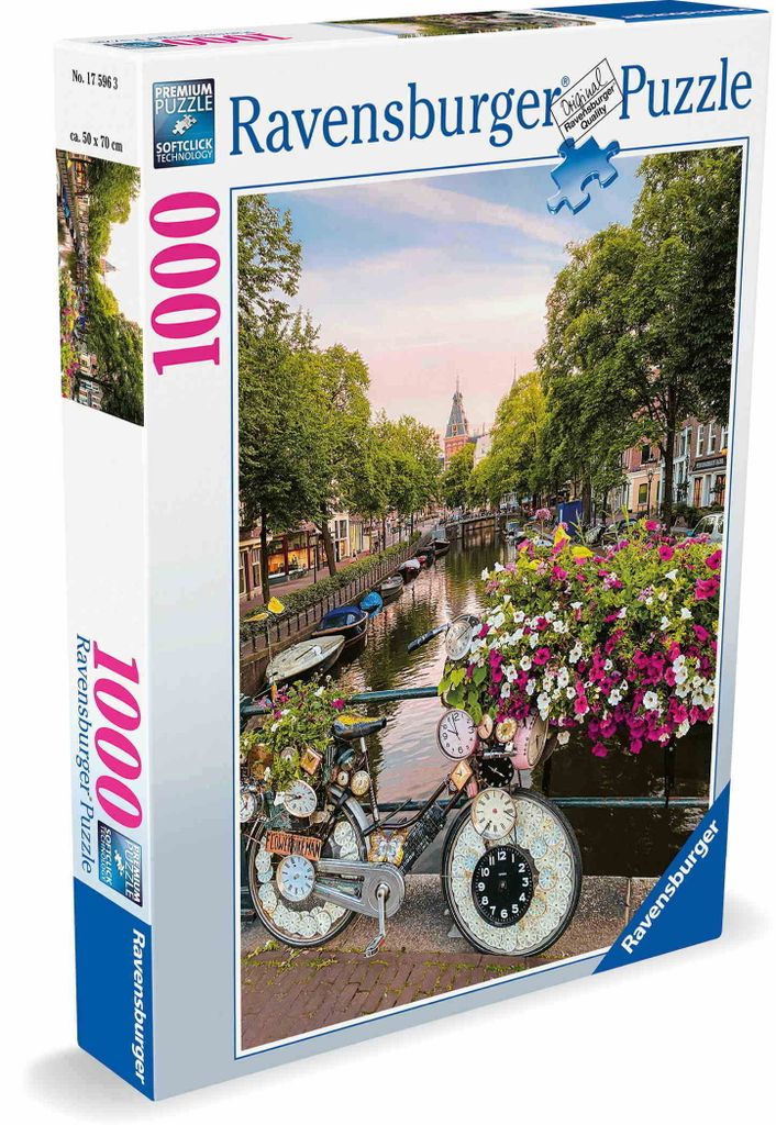Ravensburger Puzzle 17596 - Fahrrad und Blumen in Amsterdam Produktbild 
