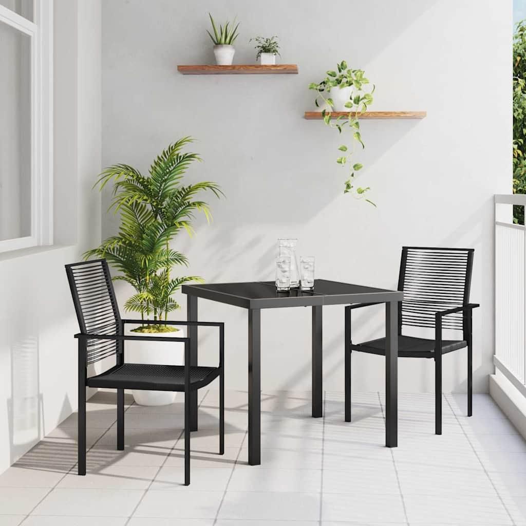 "Rabatt" Garten Essgruppe - Gartenmöbelset - Loungegruppe - 3 pcs Schwarz Pulverbeschichteter Stahl - Lounge-Dining set CC13526
