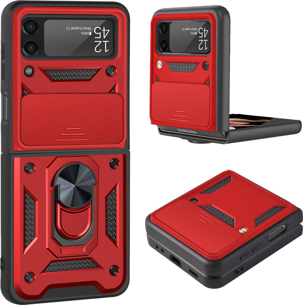 Samsung Galaxy Z Flip3 2021 Hülle mit 360°Drehbarer Magnetische Ring Ständer Halter Dia Kameraschutz TPU Bumper Silikon Schutzhülle für Samsun...