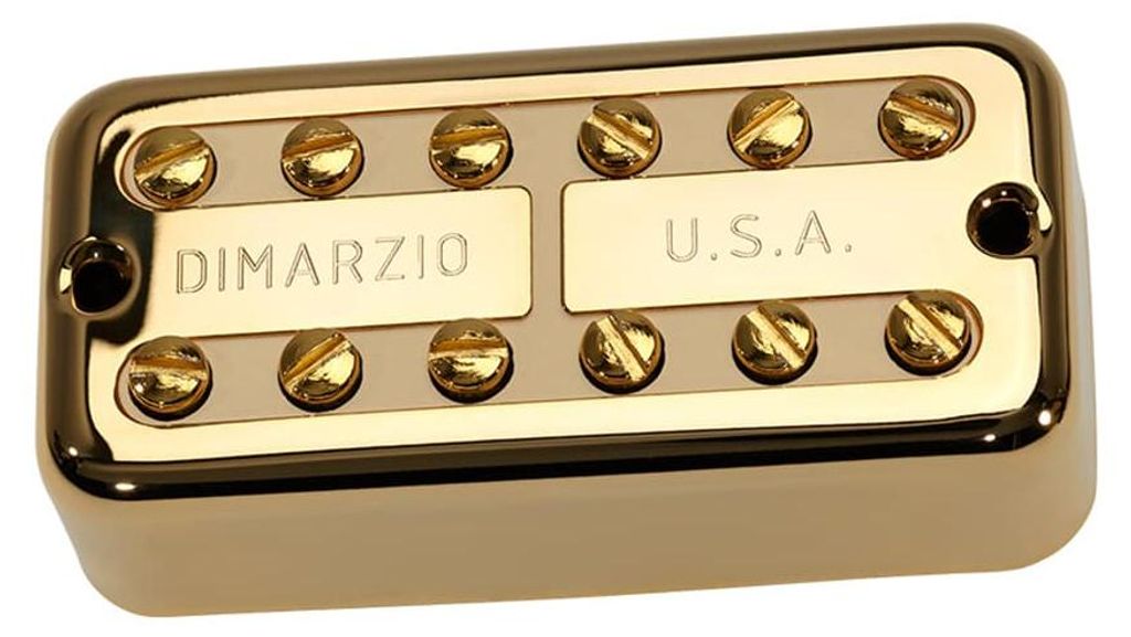 DiMarzio New'Tron Hals-Tonabnehmer mit goldener Abdeckung und cremefarbenem Einsatz | Goldene Polstücke