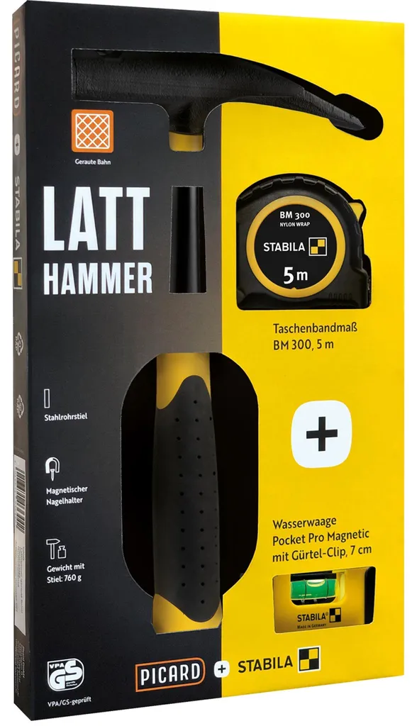 Kit marteau Picard 620M Stabila : mesurez et clouez avec haute précision
