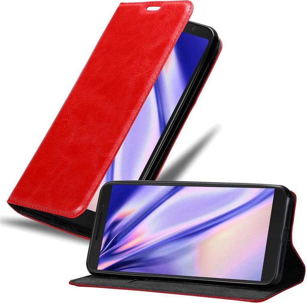 Cadorabo Hülle für Alcatel 3L 2019 Schutz Hülle in Rot Handyhülle Etui Case Cover Magnetverschluss