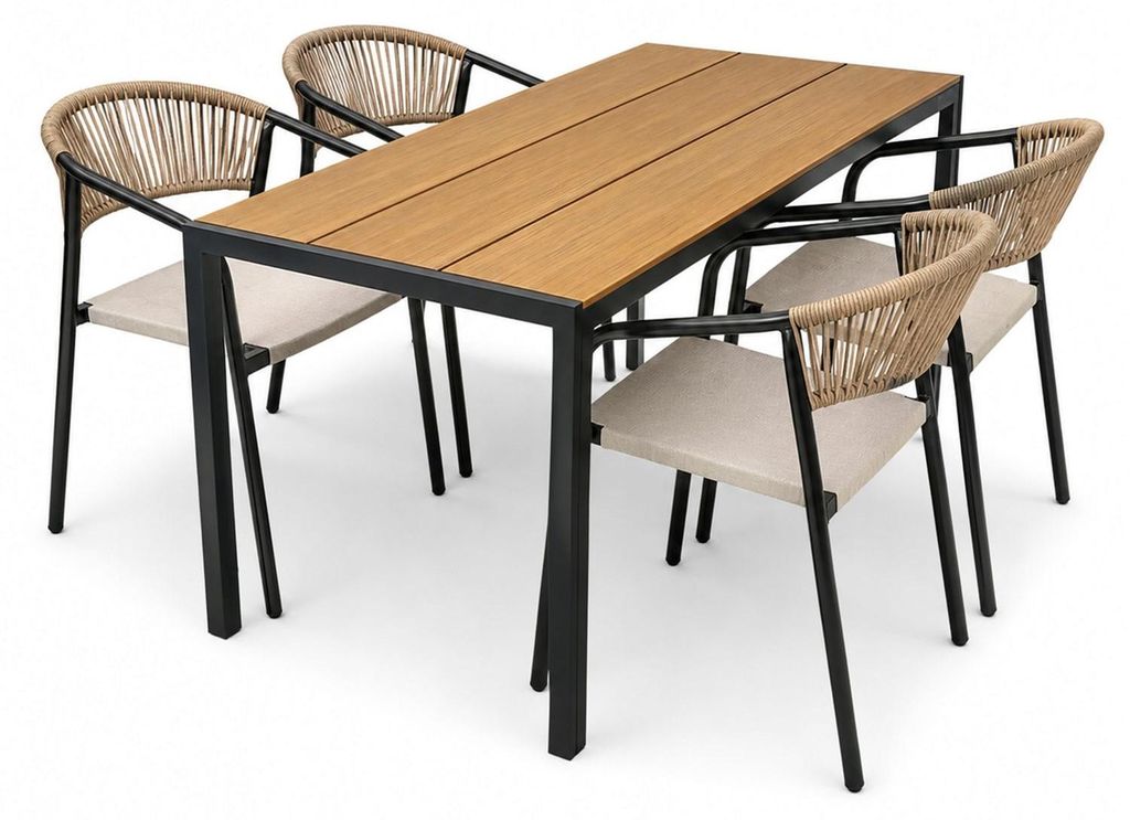 Zestaw mebli ogrodowych balkon stół Allen Pro 130x70W + 4x Zdjęcie produktu 