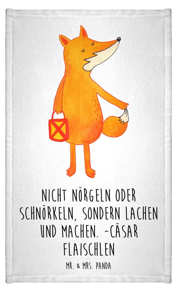 Mr. & Mrs. Panda Handtuch Fuchs Laterne - Weiß - Geschenk, Mini-Handtuch, Klein, Optimistisch, buntes, gäste wc, Positiv, Gute Laune, Sankt Marti...