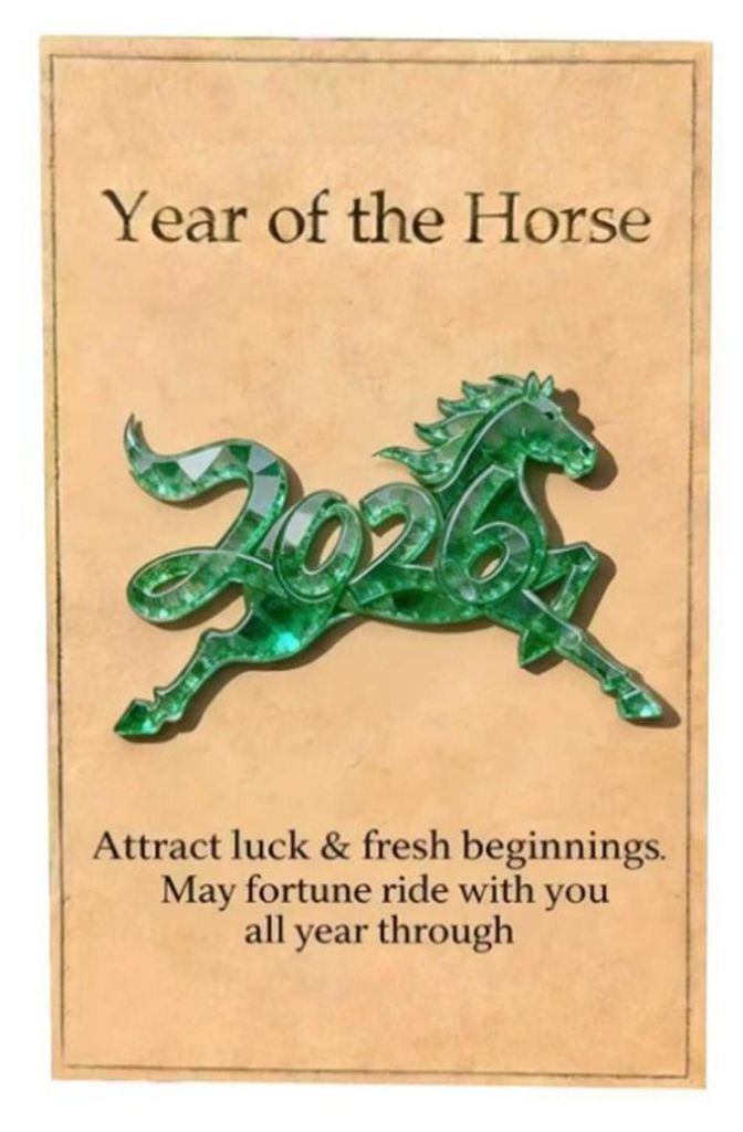 1/2 Stück Pferde-Taschenumarmung 2026 mit Karte – Glücksbringer, Wohlstand, Jahr des Pferdes – Taschenanhänger, Dekoration, Frohes Neues Jahr!