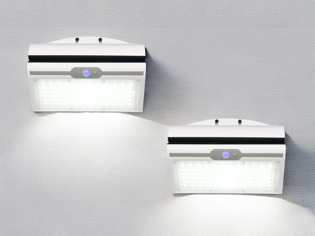 2er SET Solarleuchte mit Bewegungsmelder und Dauerlicht Carport Beleuchtung 23cm