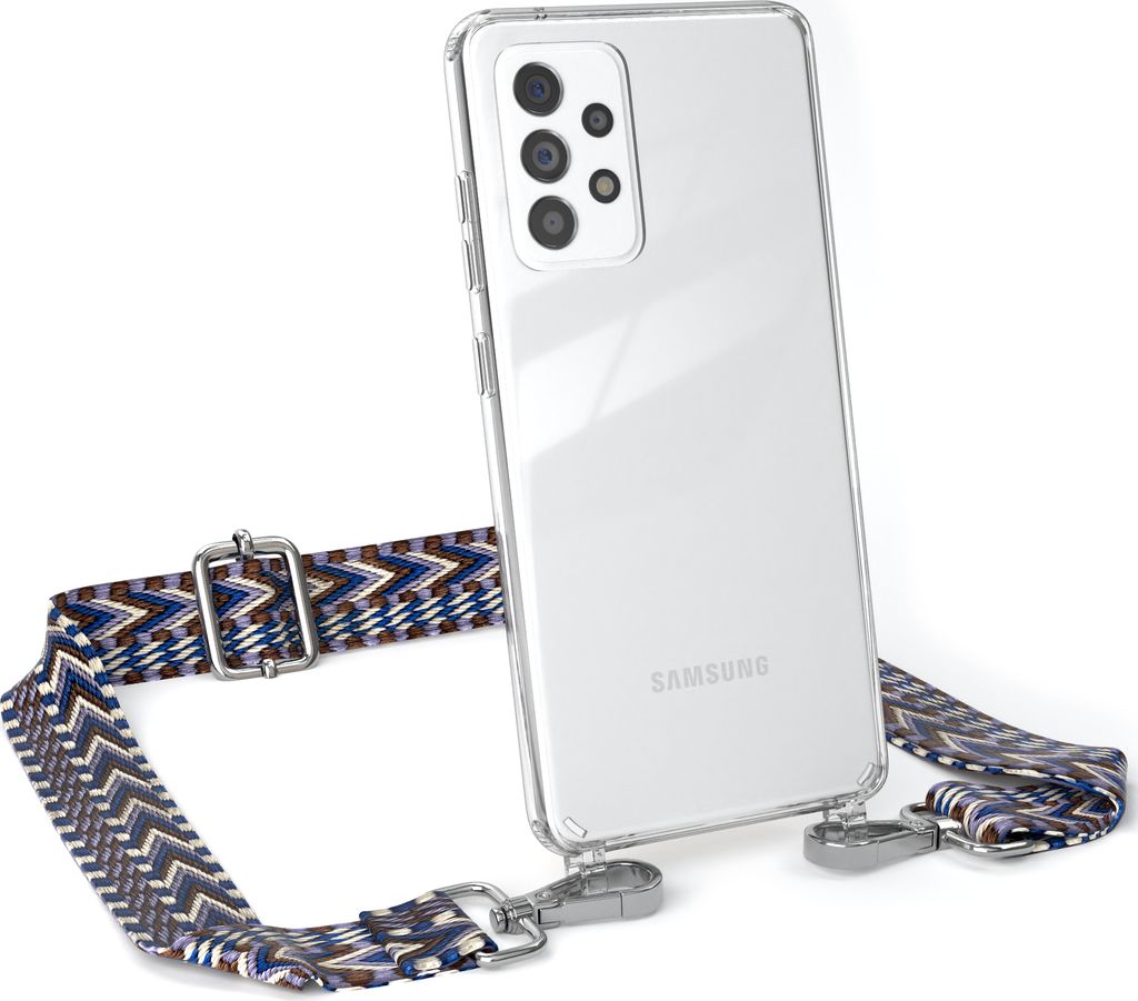EAZY CASE Handykette - Verstellbarer Trageriemen kompatibel mit Samsung Galaxy A52 / A52 5G / A52s 5G, Handykordel mit transparenter Silikon-Hülle...