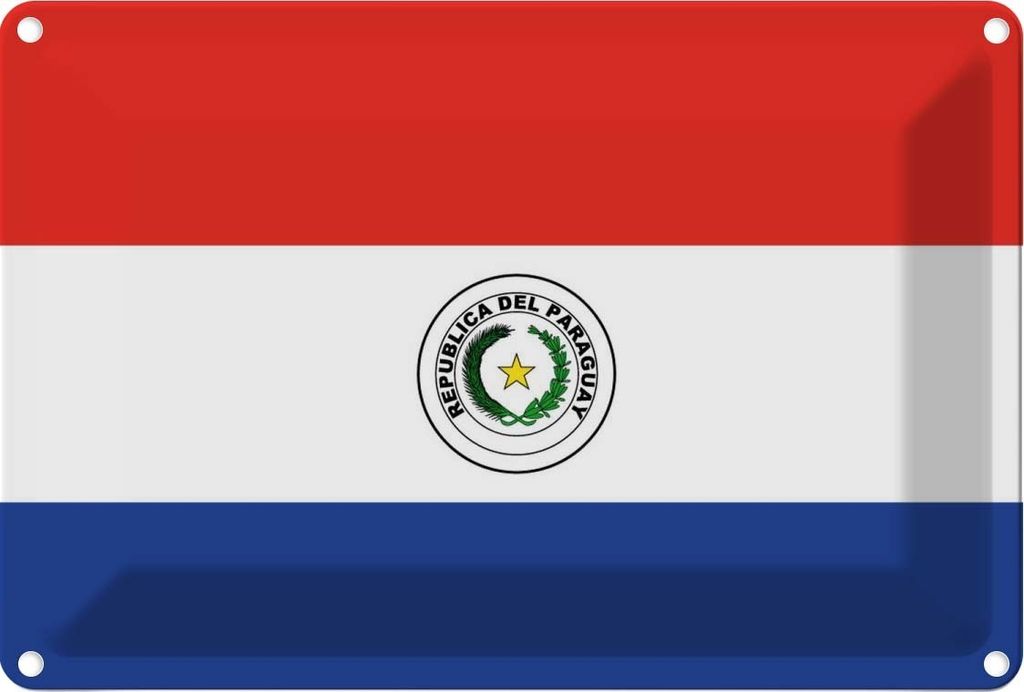 vianmo Blechschild 20x30 cm Paraguays Paraguay Flagge Fahne Wappen