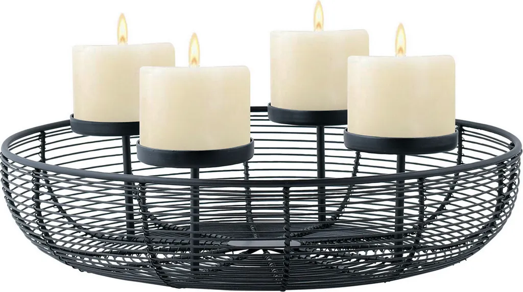 Couronne de l'Avent Design Orbe Noir Mat avec 4 Supports Bougies