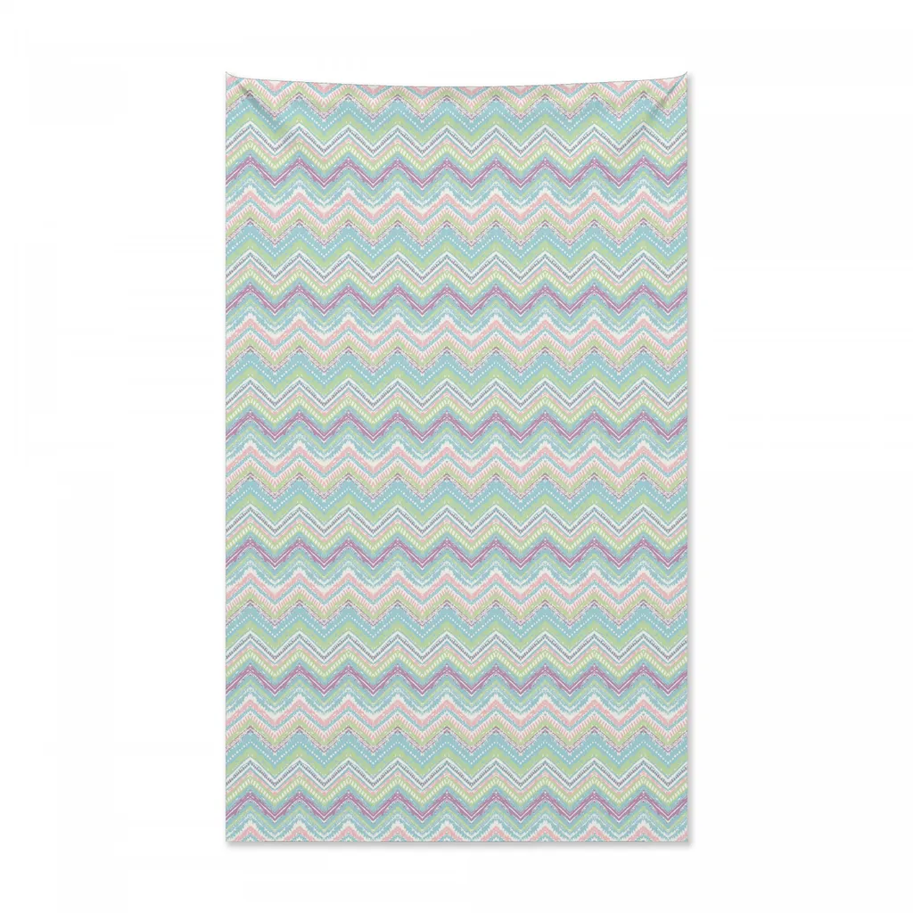 Arazzo Tribale Zig Zag Abaq House - Tessuto Etnico Pastello 230cm