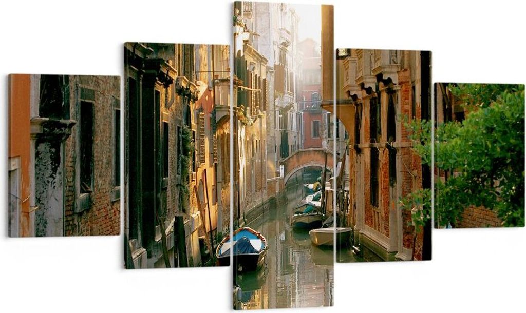Bild auf Leinwand - Leinwandbild - Venedig Brücke Wasser Haus - 125x70cm - Wand Bild - Wanddeko - Leinwanddruck - Bilder - Kunstdruck - Wanddekora...