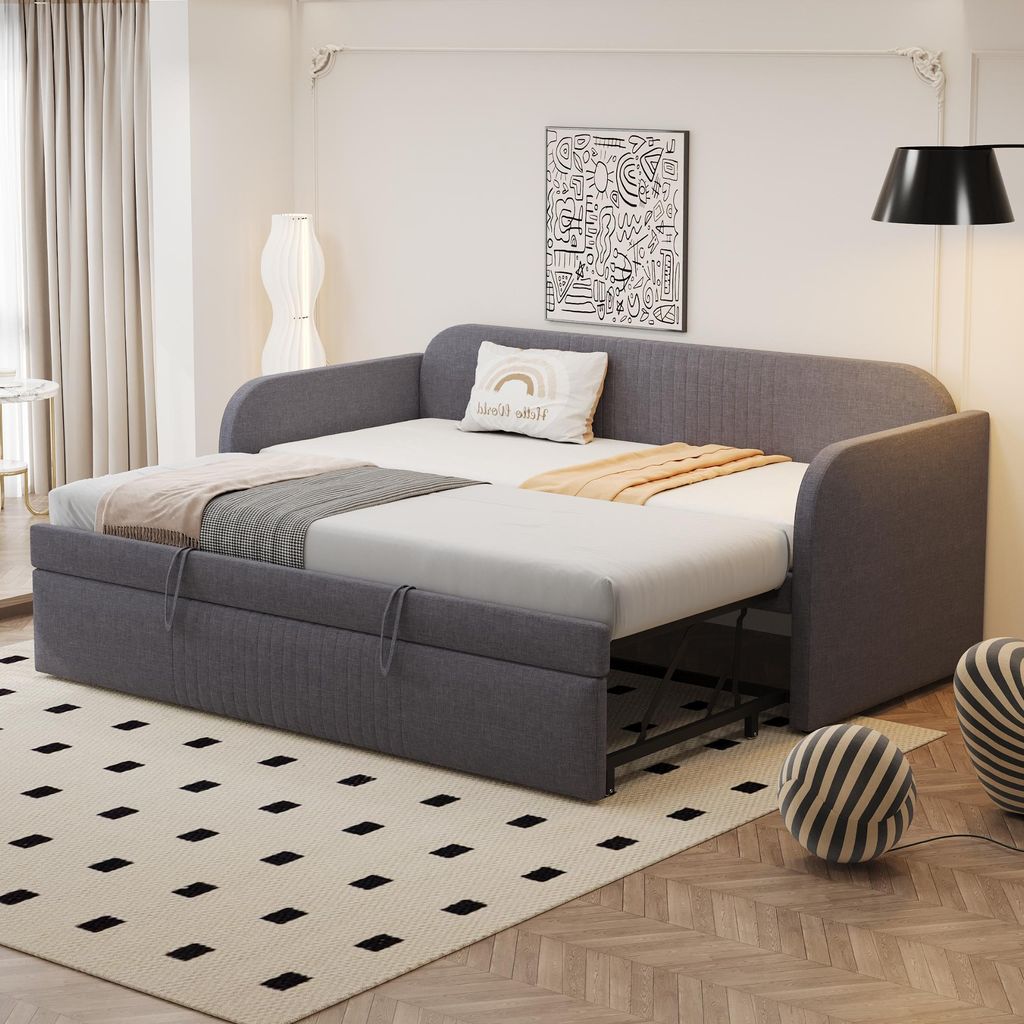 okwish Schlafsofa Daybett 90x190cm mit Ausziehbarem bett 90x190cm und Lattenrost, Tagesbett Kinderbett Jugendbett Multifunktionsbett(Ohne Matratze)...