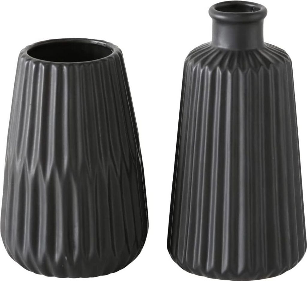 Vase Blumenvase Porzellan Esko matt schwarz H 17 cm  2er Produktbild 