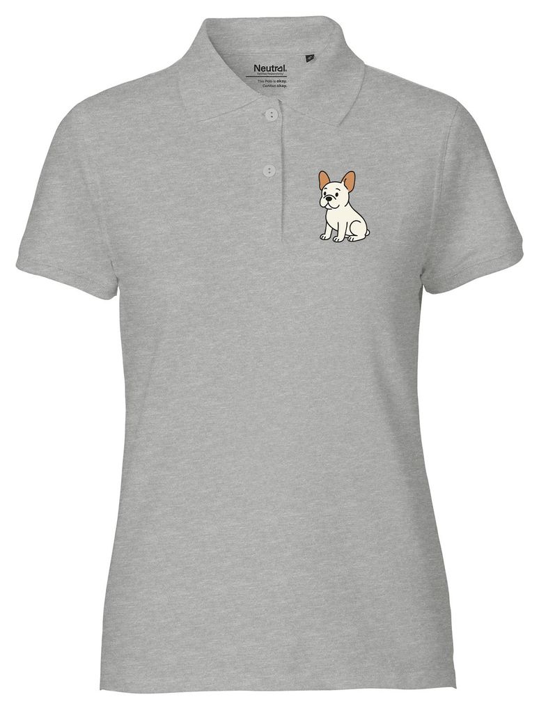 Huuraa Damen Polo Shirt Französische Bulldogge Frenchie Comic XL Sport Grey Bio Baumwolle Fairtrade Poloshirt Geschenkidee