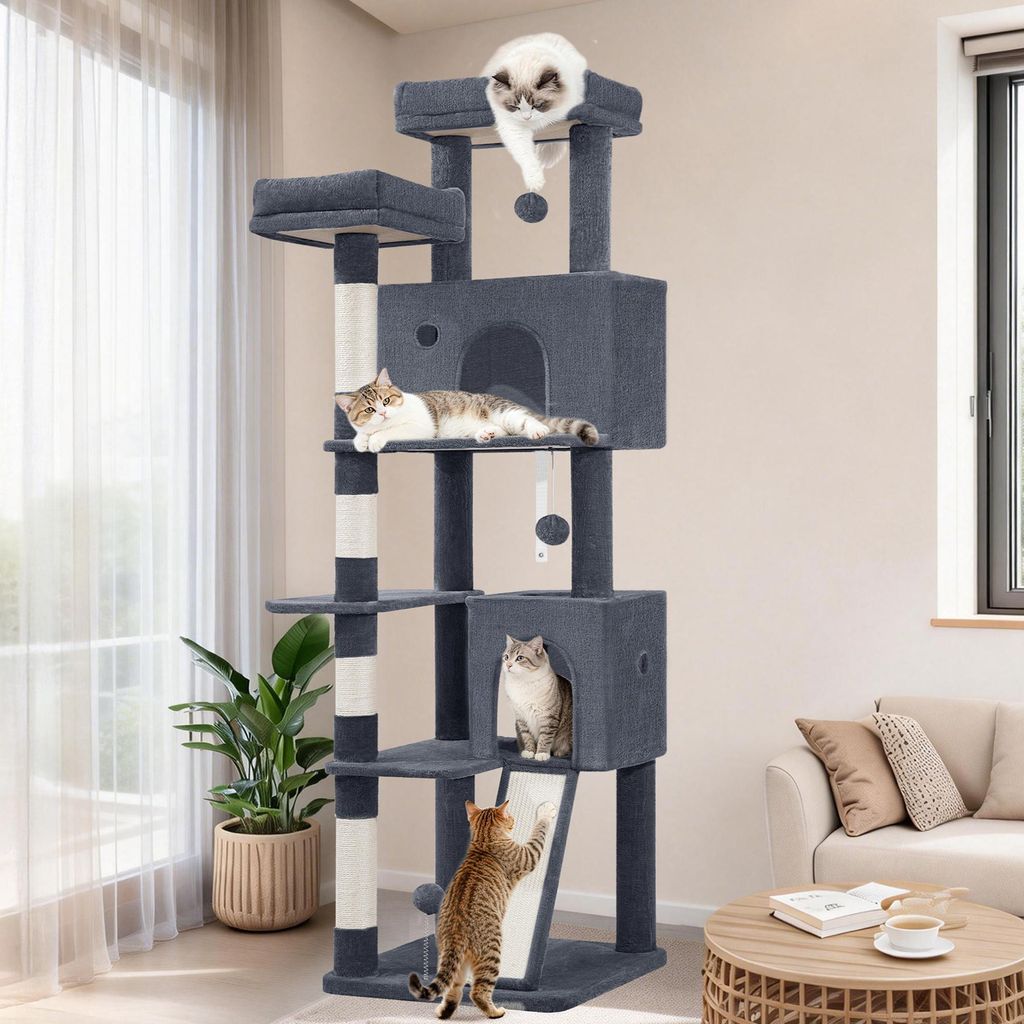 Fobyfurny Groß, 178 cm Mehrstöckiger Katzenbaum, Dunkelgrau Produktbild 