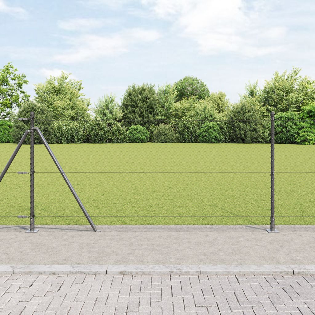 Desgin Sechseckzaun Grau 1x10 m Stahl - Zaunzubehör 3353622