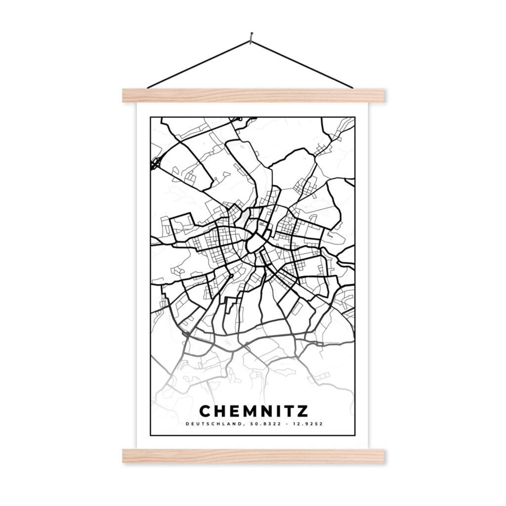 MuchoWow® Textilposter Chemnitz - Karte - Stadtplan - Produktbild 