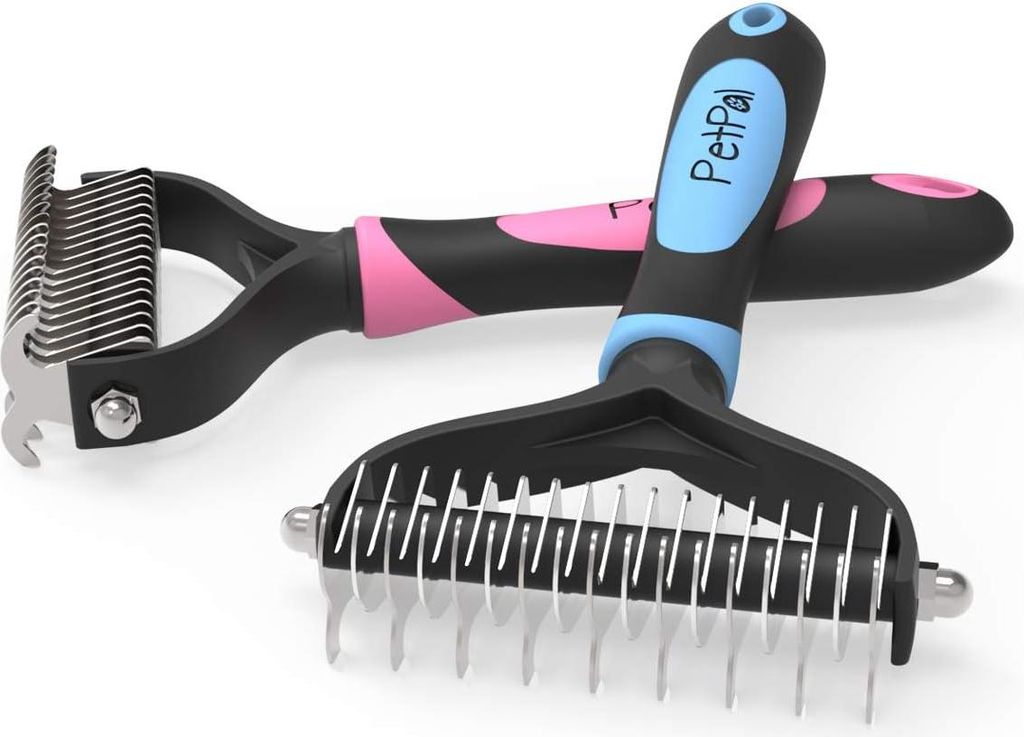 PetPäl Premium Hunde- und Katzenbürste für Hunde und Katzen - Unterwollbürste, Unterfellbürste für langes Haar - entfernt sanft tote Unterwol...